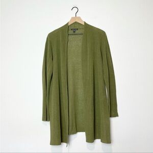 Eileen Fisher Linen Cotton Olive Cardigan S